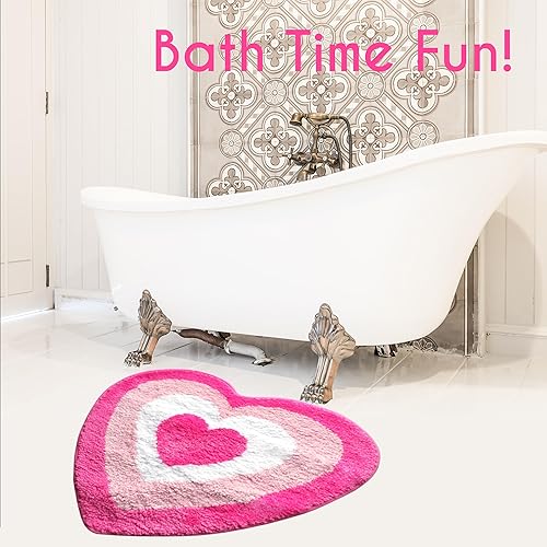 Miniatura 9 de Evovee Alfombra de baño de corazón rosa, divertida y bonita, decoración de baño, San Valentín, alfombra de ducha retro, funk, estética, divertida