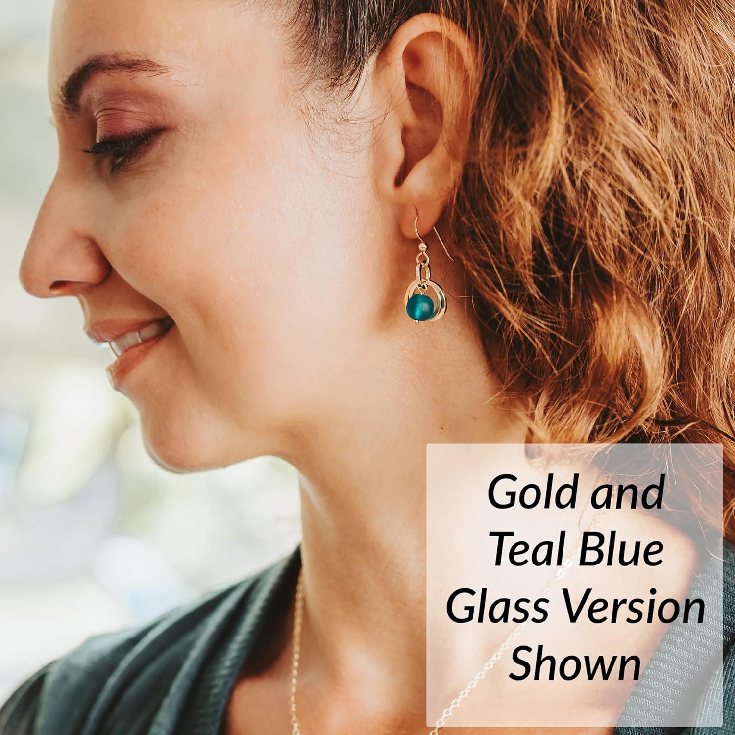 Recycled Round Glass Ball Dangle Earrings for Women Unique Handmade Sea Glass Jewelry Gift Idea - Image 2