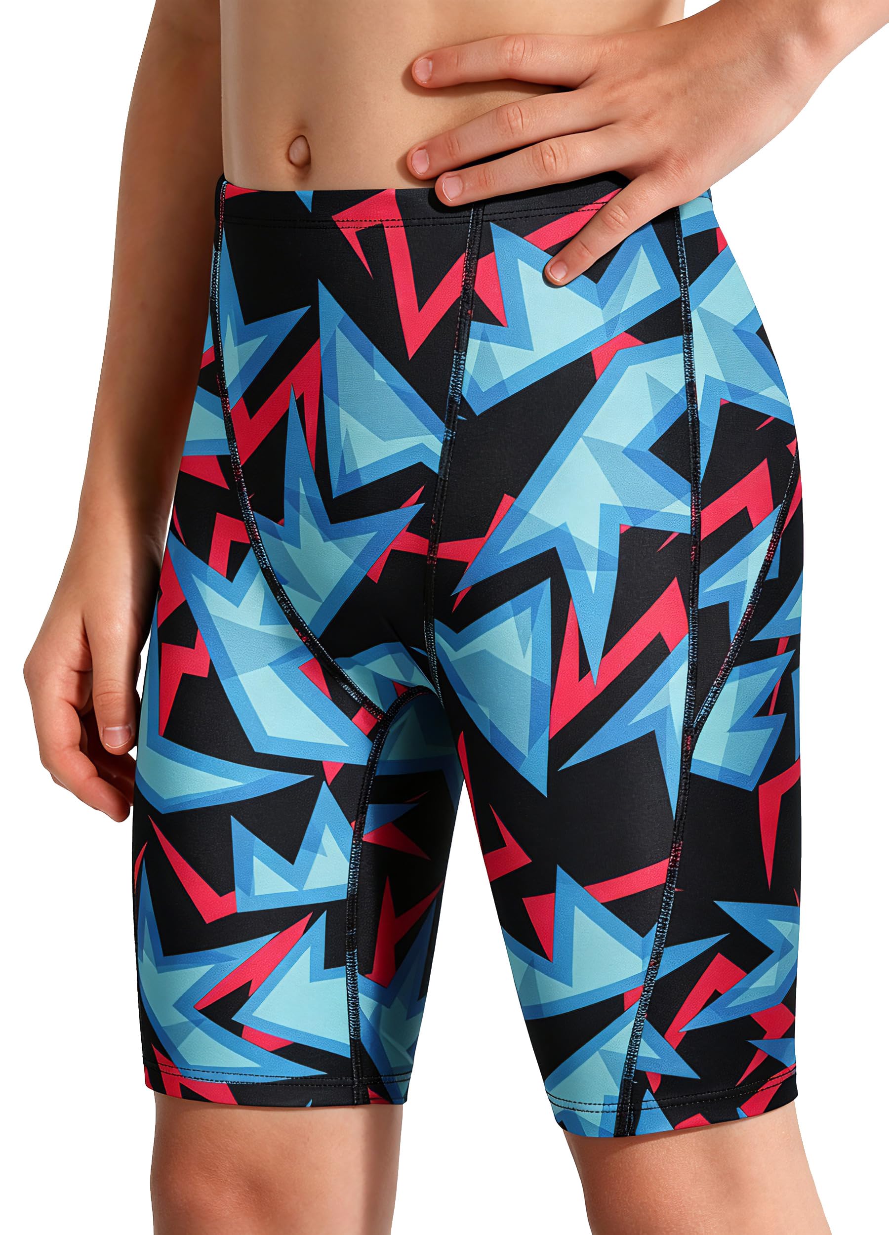 MIVEI Boy's Swim Jammers Swim Shorts Team Trunks 150H Chlorine Resistant | Youth Kids Spandex Swimwear Pants Practice Competitive Racing Swim Rash Guard Suit Professional Training Tight Quick Dry