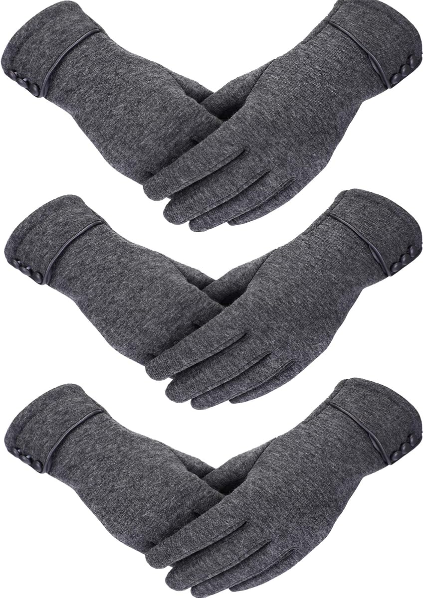 Patelai 3 pares de guantes para mujer, guantes de invierno con pantalla táctil para enviar mensajes de texto, guantes resistentes al viento, forro polar cálido para clima frío