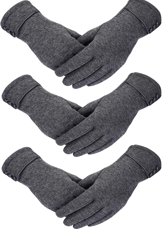 Patelai 3 pares de guantes para mujer, guantes de invierno con pantalla táctil para enviar mensajes de texto, guantes resistentes al viento, forro polar cálido para clima frío