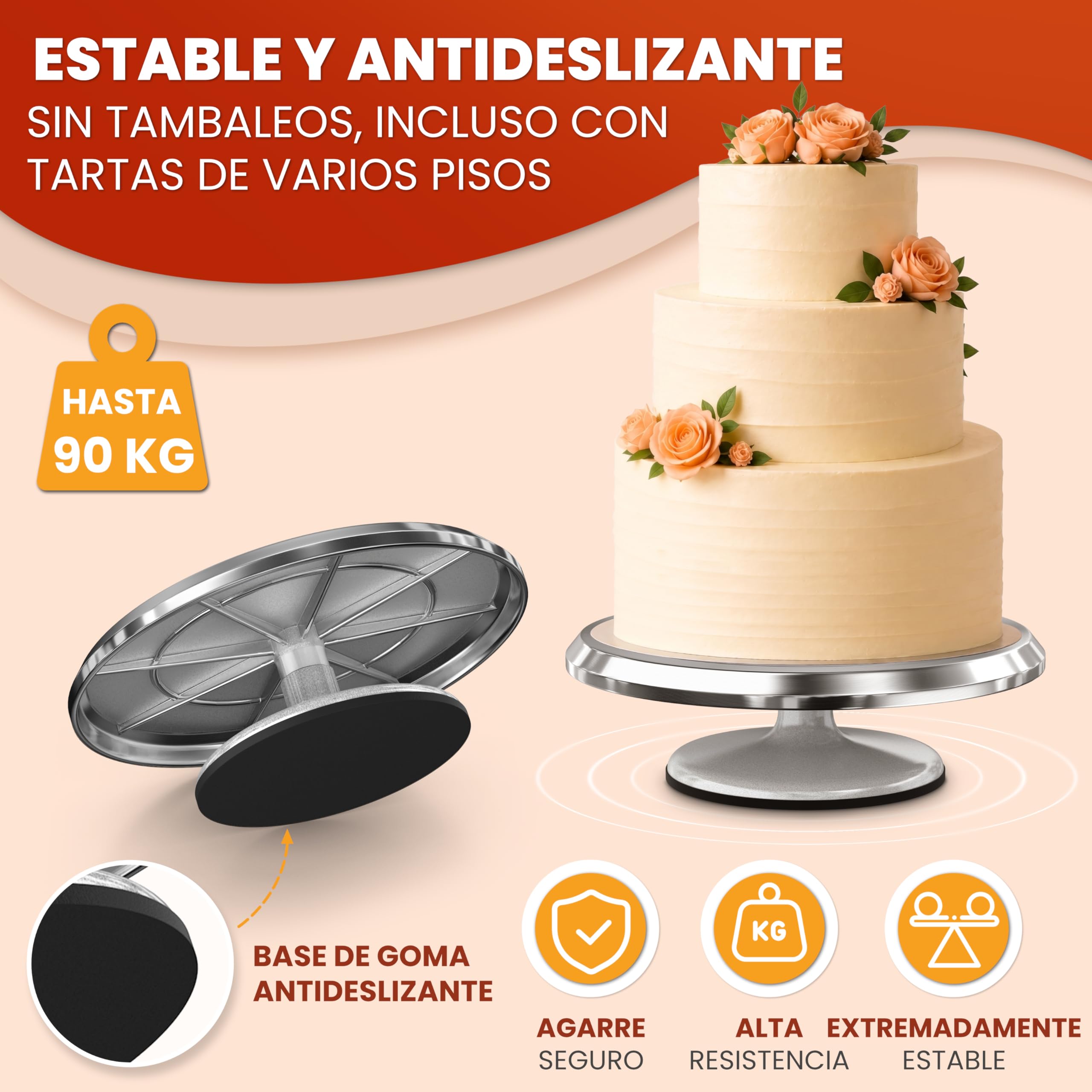 Plato giratorio profesional para tartas, 30 cm, de aluminio, con base antideslizante, placa giratoria de alta calidad para decorar tartas, accesorios de repostería, idea de regalo