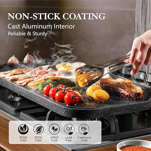 Miniatura 10 de SENSARTE Sartén antiadherente para estufas sartén versátil con boquillas de vertido bandeja cuadrada para parrilla grande de cocina sartén duradera