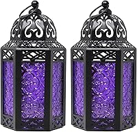 Vista 48 de VELA LANTERNS Farol portavelas decorativo, marroquí, gótico, morado, de 10.5 pulgadas, para mesa o colgar, decoración de Ramadán, decoración