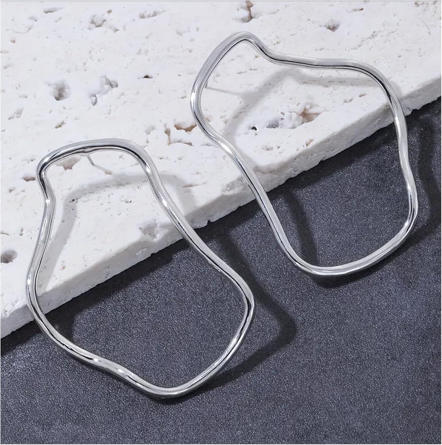 Chunky Gold Earrings for Women Statement Dangle Earrings Large Hoop Asymmetrical Earrings Fashion Earrings for Women 2025 - Image 4