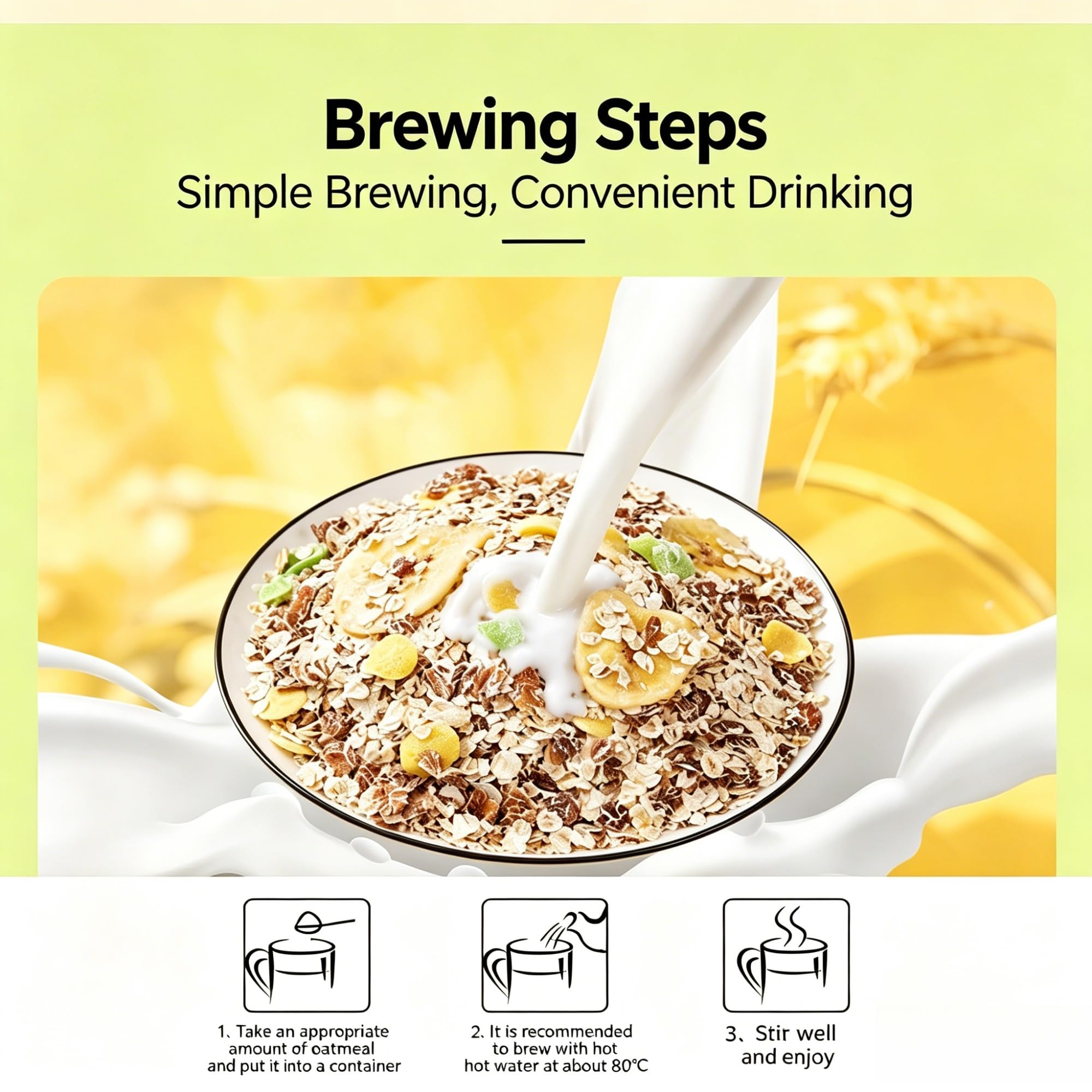 Cereal de avena con leche de plátano, lata de 300g, desayuno instantáneo natural con cereales integrales, frutas secas y leche en polvo(3pcs)