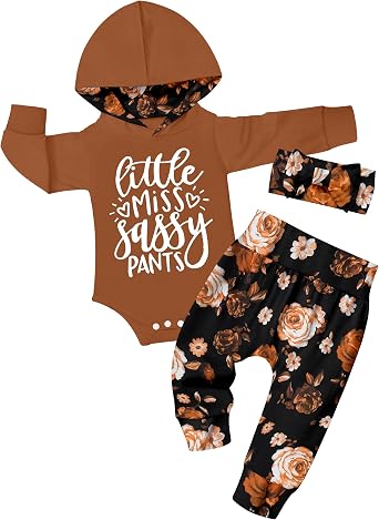KANGKANG Newborn Baby Girl Long Sleeve Hoodie Pullover Sweatshirt Pants Set Infant Fall Winter Outfits