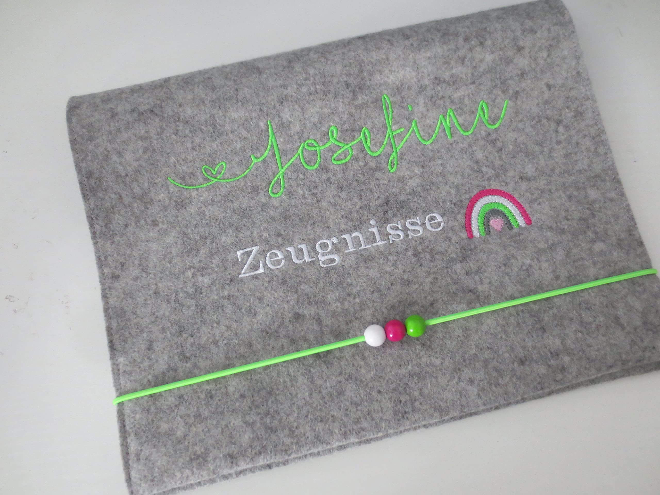 Zeugnismappe Wollfilz Mappe Zeugnisse DIN A4 Grundschule Schule"Regenbogen"
