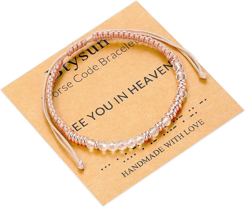 Btysun Morse Code Bracelets for Women Christmas Gift Stocking Stuffers for Teens Pink Braided Bracelets Inspirational Best Friend Birthday Gifts for Her High School Graduation Gifts for Her 2025 Mom Bracelet Jewelry