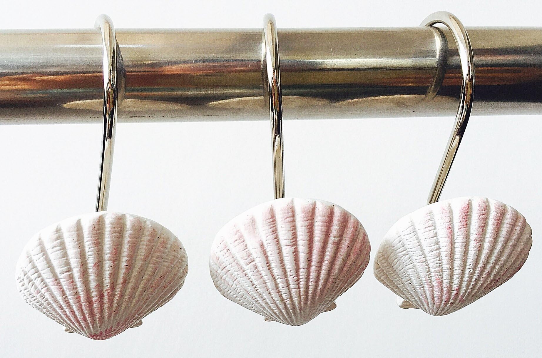 Twofishes 12 PCS Sea Shell Home Fashion Decorative Rust Proof Shower Curtain Hooks