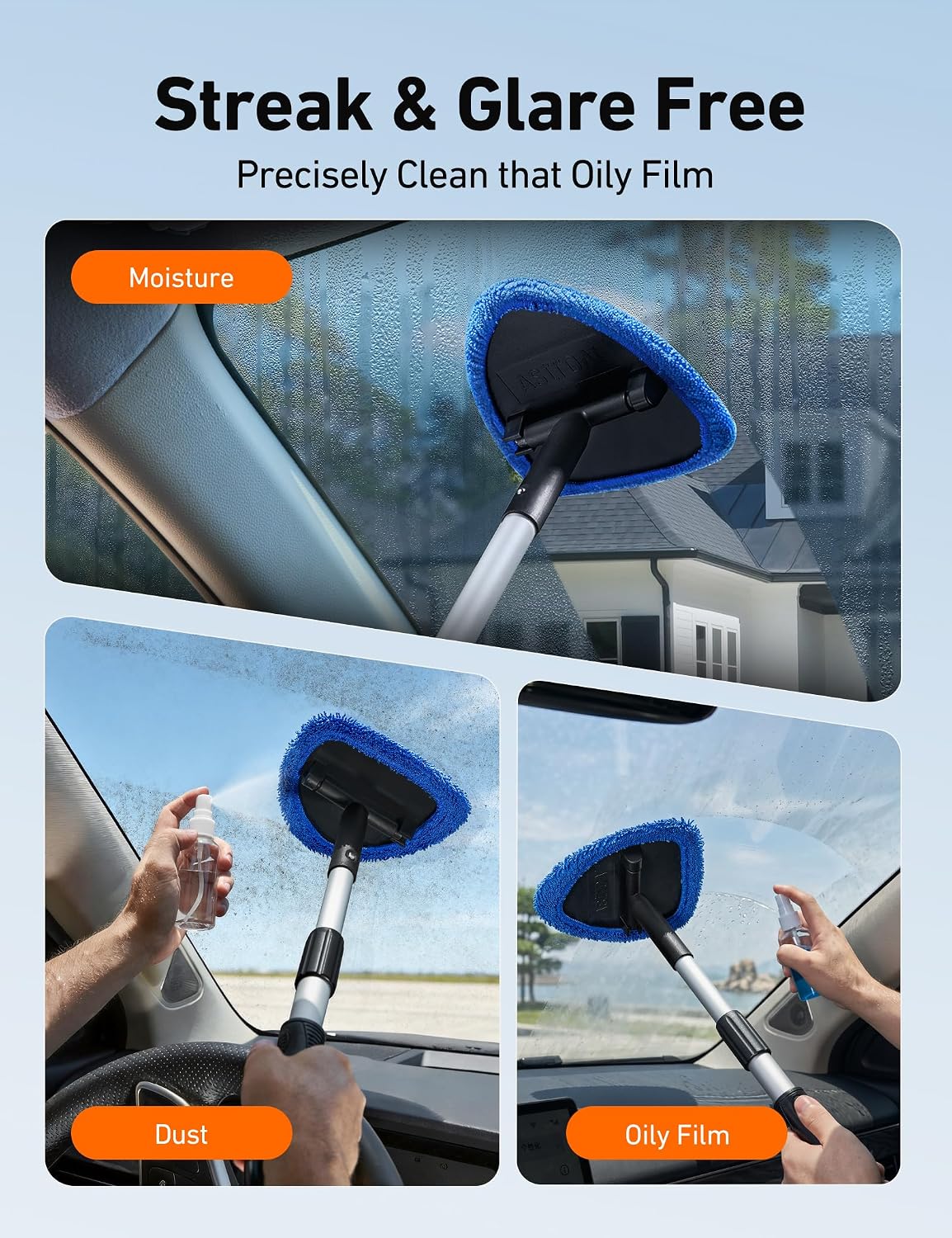 AstroAI 26" Super-Long Windshield Cleaner Tool & Car Interior Detailing Kit