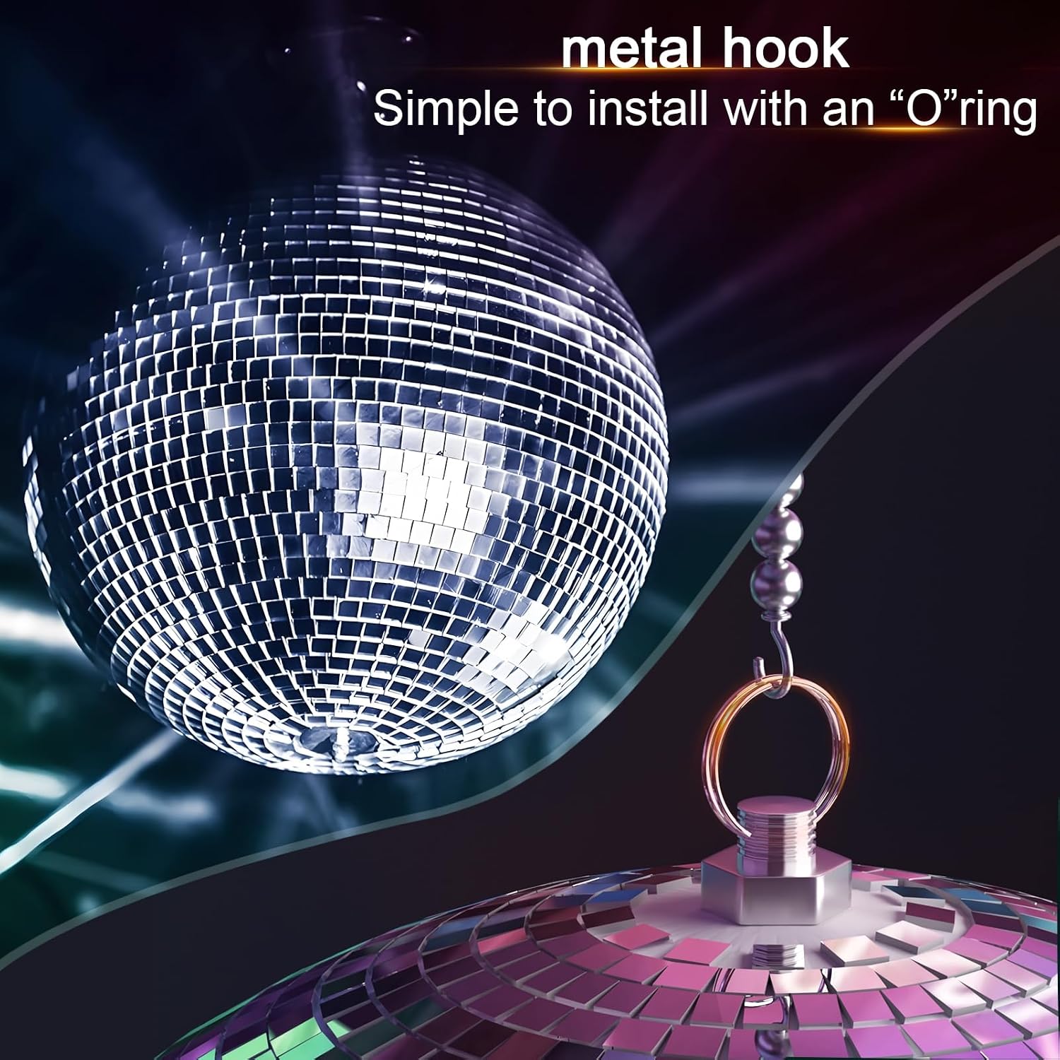 Large Disco Ball Mirror Ball, Silver Disco Ball Decor, Hanging Disco Ball for Party Mirror Ball for Big Party Decorations Wedding Home Disco Party Decorations 16inch