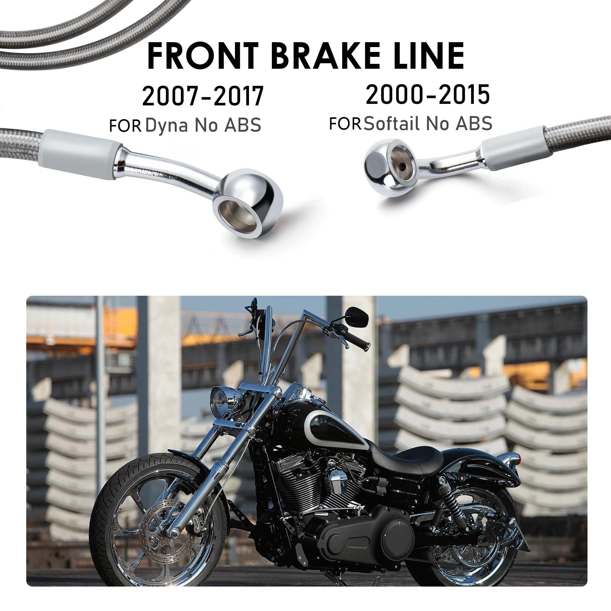 Linki napędowe do motocykli Do Harleya Dyna Super Wide Glide Softail bez ABS 123/128CM Przednie przewody hamulcowe hydrauliczne Wąż olejowy(123cm Black)