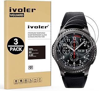 iVoler [3 Unidades] Protector de Pantalla para Samsung Galaxy Watch 46mm / Samsung Gear S3 Frontier / S3 Classic, Cristal Vidrio Templado Premium [Dureza 9H] [Anti-Ara?azos] [Sin Burbujas]