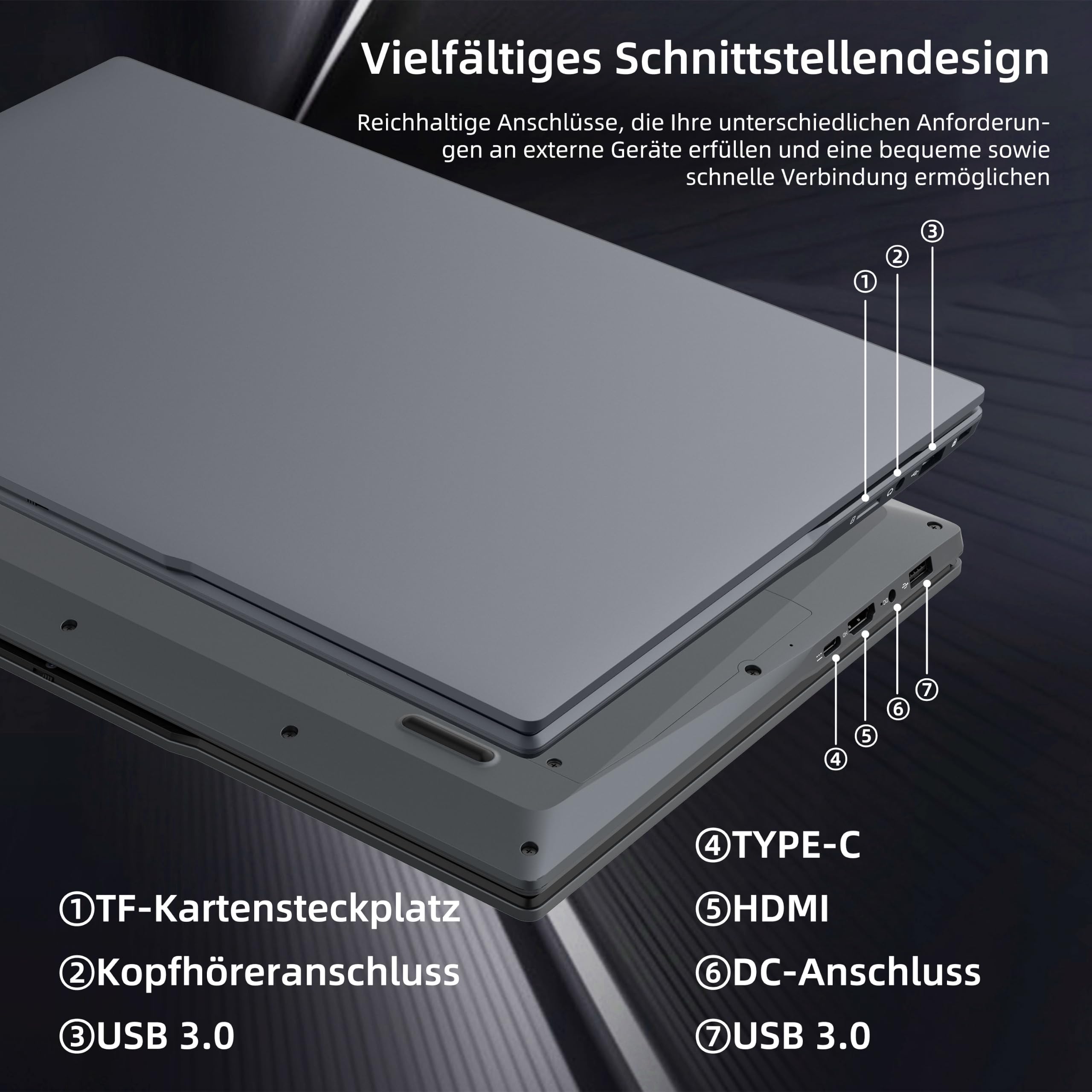 Amita Laptop 15,6 Zoll Full HD, Ryzen 5 3500U, 16 GB RAM, M.2 SSD, Notebook mit Nummernblock, Kameraabdeckung, Touchpad mit Schnellsteuerung für Lautstärke&Helligkeit (16GB+450GB)