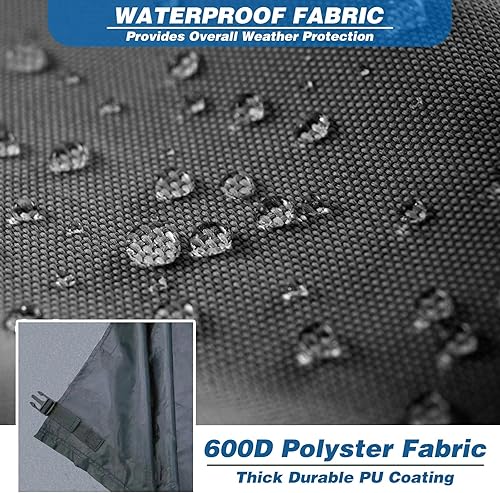 Miniatura 8 de BDL Cubierta impermeable para estante de troncos de 8 pies, resistente al agua, 600D, Oxford, para exteriores, con solapa frontal que se abre