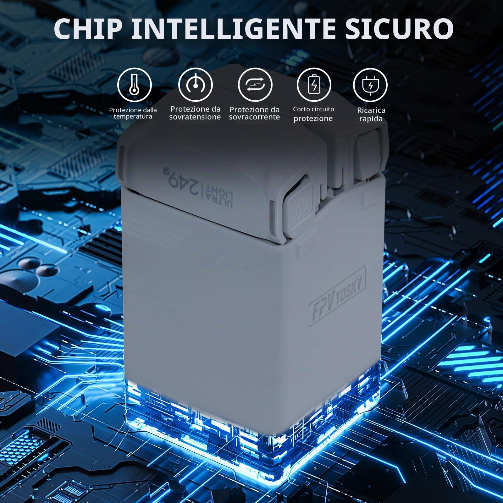 FPVtosky Caricabatterie per DJI Mini 5 Pro/4 Pro/ 3/3 Pro Accessori, hub di ricarica batterie, stazione di ricarica batterie parallela (batteria non inclusa) (grigio scuro)
