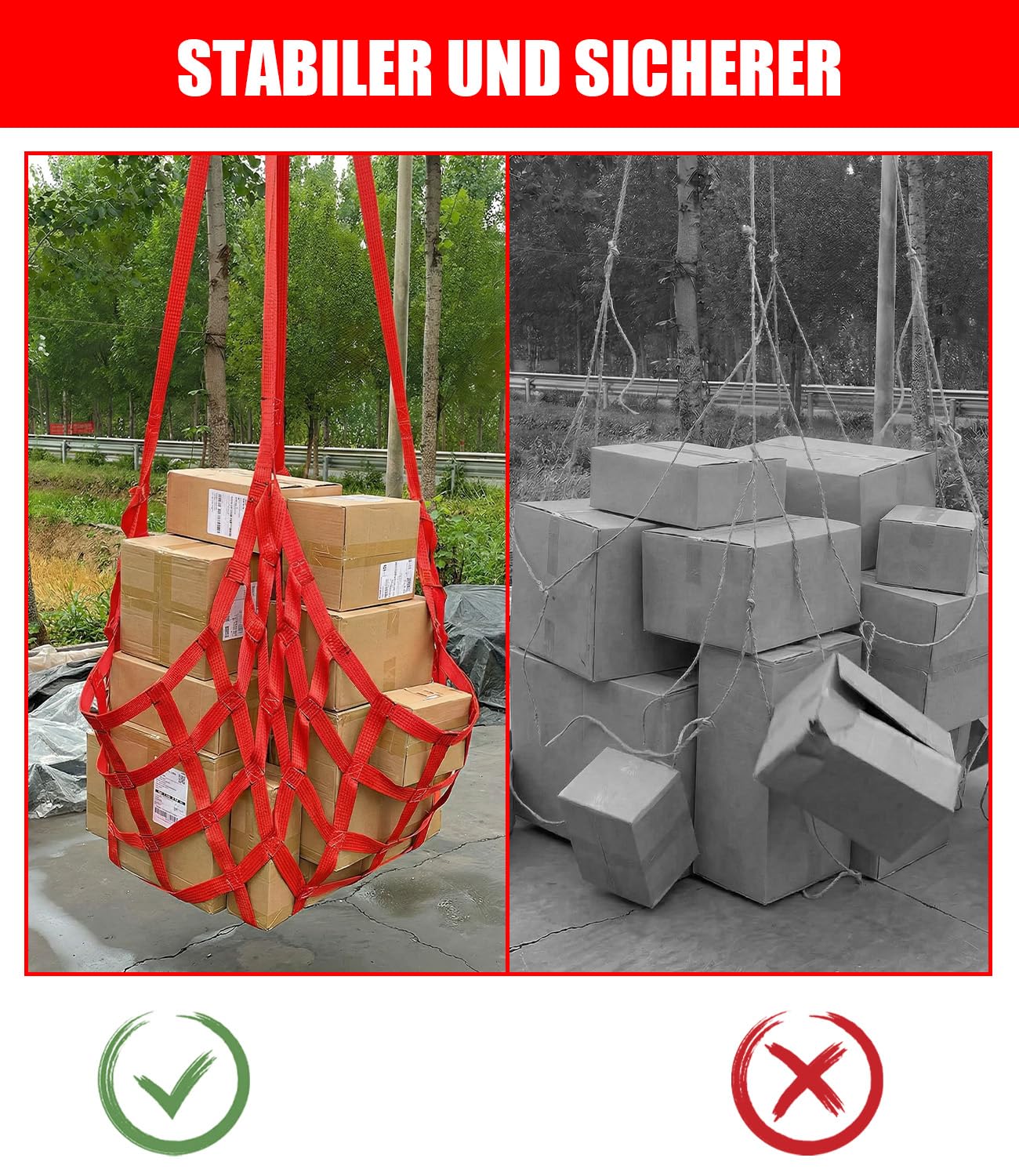 Filet de levage 1 x 1 m - Filet de levage industriel - Charge maximale : 300 kg - Sangle en polyester pour entrepôt, port, chantier de construction pour travailleurs logistiques et installateurs