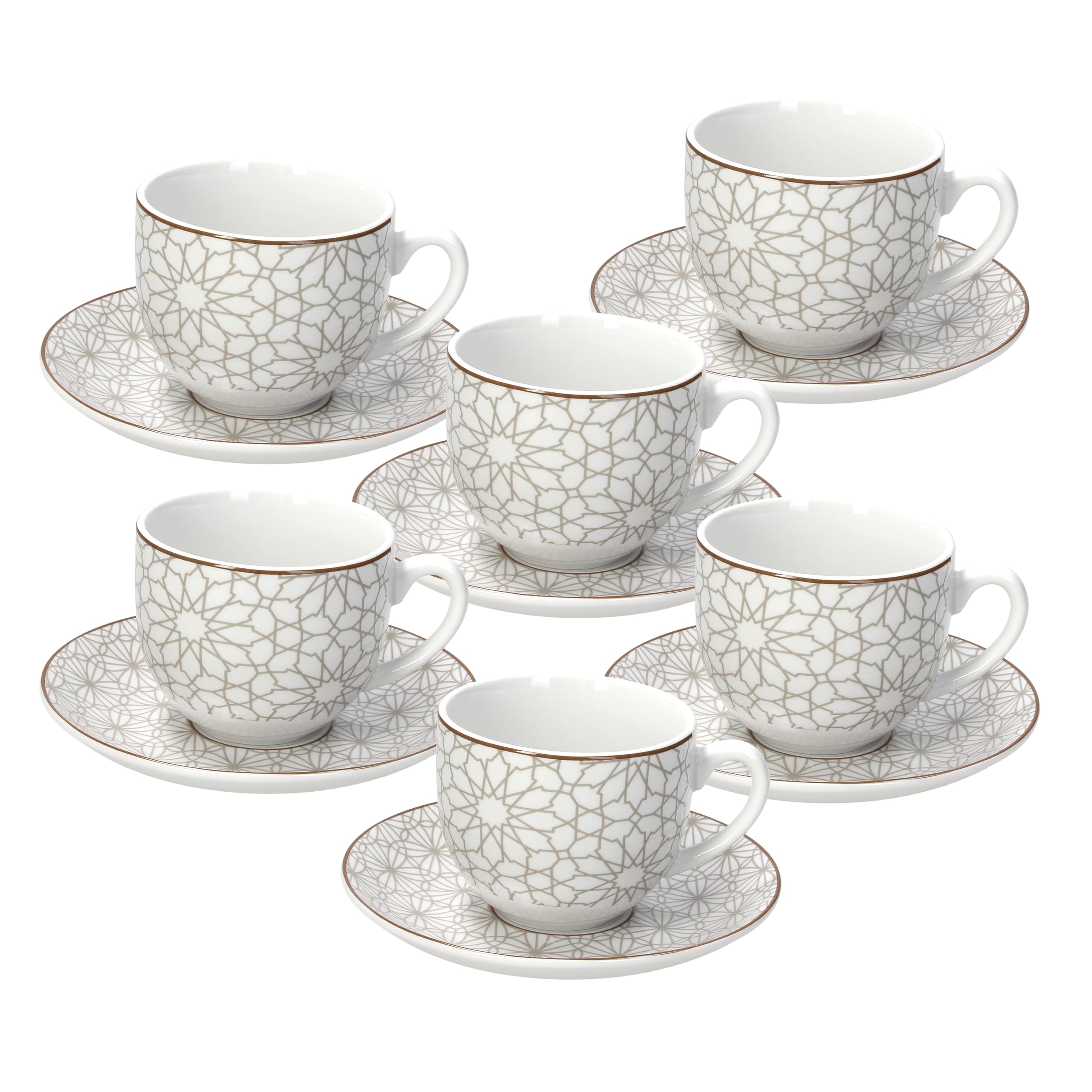 Tognana Habana Pack of 6 Tea Cups and Saucers, Porcelain, Beige