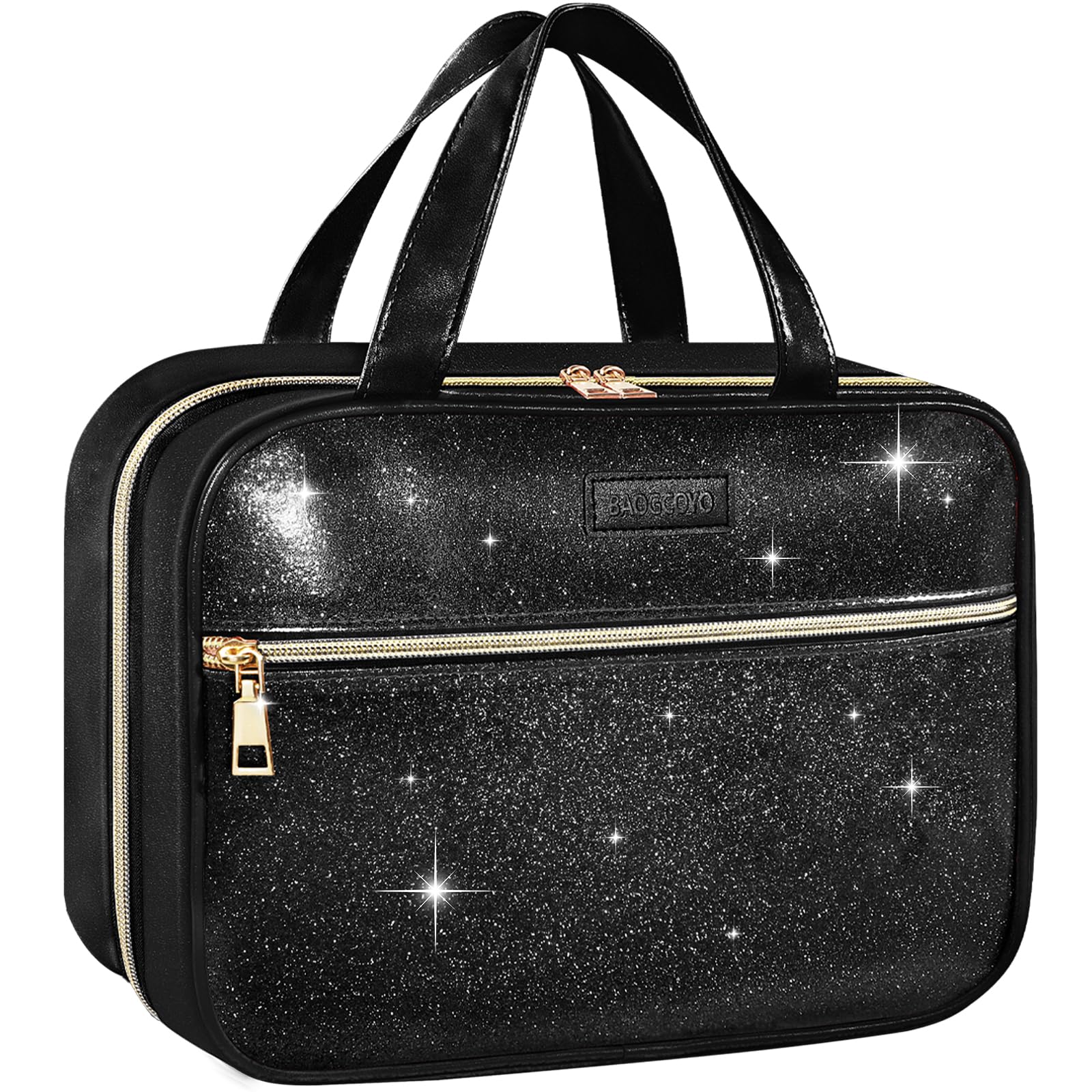 Beauty case da donna, borsa da toilette da appendere, impermeabile, organizer per articoli da toeletta glitterata, organizer per accessori da viaggio, elementi essenziali da viaggio, grande