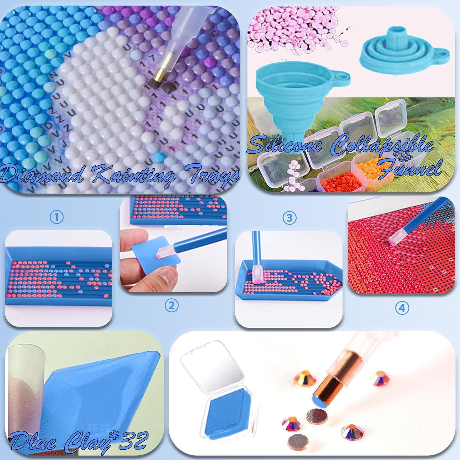 NLXCXUCY 158pcs Diamond Art Accessories Kit All-Inclusive Diamond Painting Tool Set with A4 Diamond Painting Light Pad,Diamond Art Sealer Glue,Diamond Correction,Pens Storage Box for DIY Craft