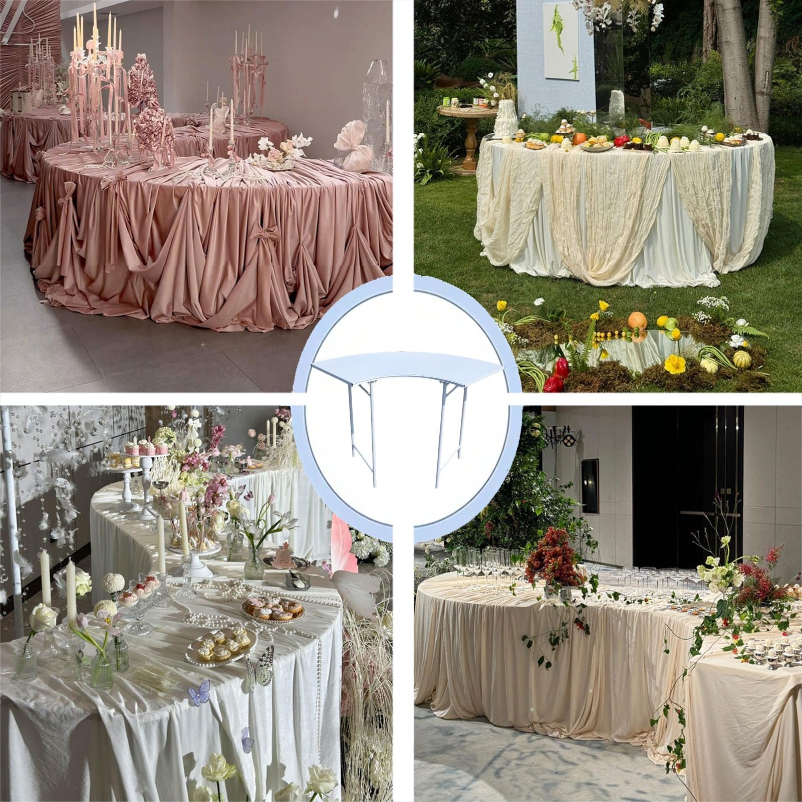 Forma S Soportes Decorativos Exhibición para Bodas Fiestas, Exteriores Soportes Metal para Pasteles, Cumpleaños Circulares Bandejas Tartas para Dulces Cupcakes(Black,50X80CM-1PCS)