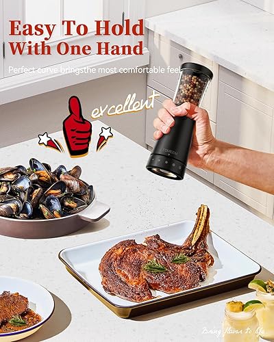 Miniatura 48 de Juego de molinillo eléctrico de sal y pimienta con base de almacenamiento, juego de molinillo de sal y pimienta recargable de acero inoxidable