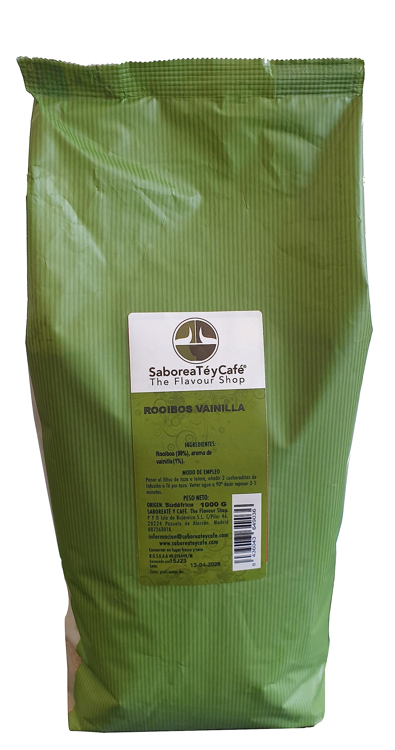 SABOREATE Y CAFE THE FLAVOUR SHOP Té Rooibos Vainilla En Hoja Hebra A Granel Infusión Natural Adelgazante 1 Kg
