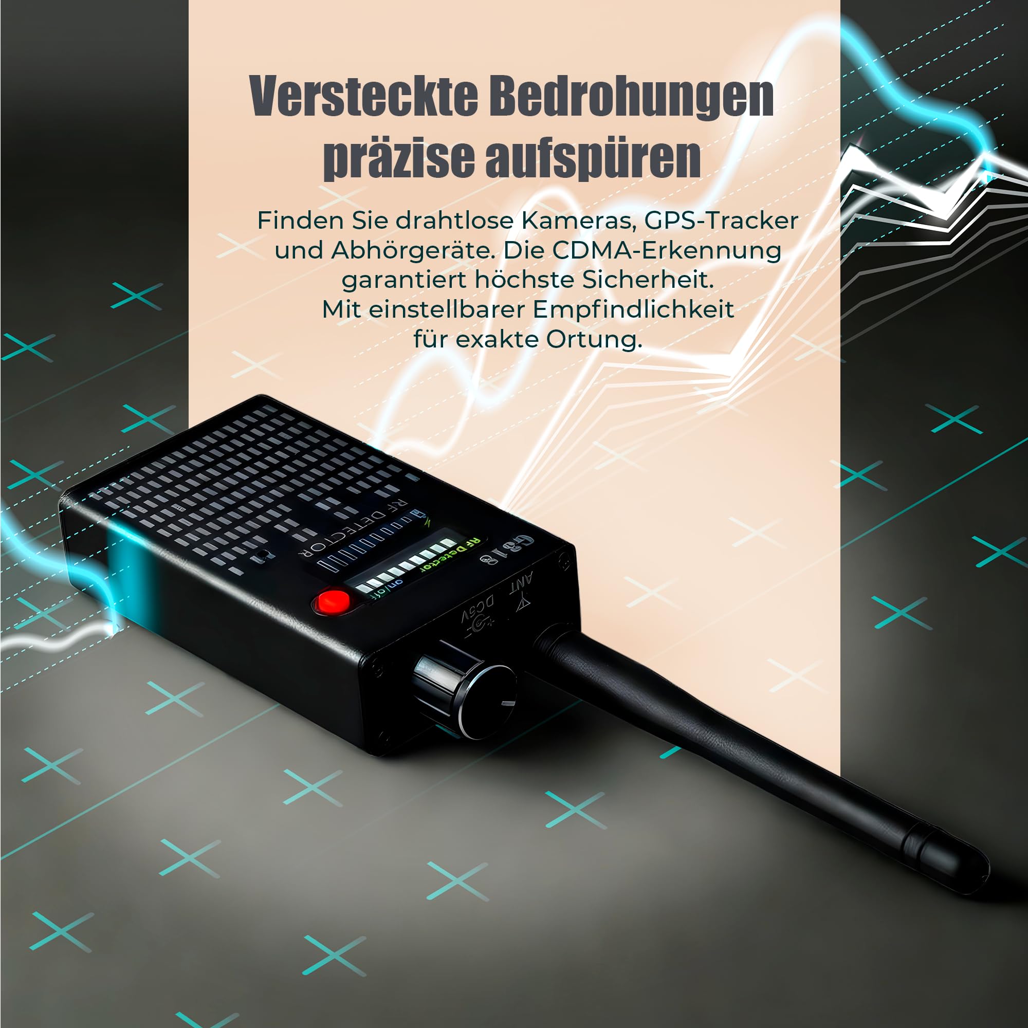 Super-Detektor G318, Kamera- und Wanzen Detektor, Suchgerät zum Aufspüren von GPS Sendern, versteckten Kameras und Mikrofonen