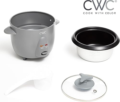 Miniatura 4 de COOK WITH COLOR Arrocera de 6 tazas de 300 W, cocción sin esfuerzo y perfectamente, cocina 3 tazas de arroz crudo para 6 tazas de arroz cocido, gris
