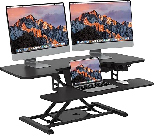 SANODESK 42" Electric Standing Desk Converter, Height Adjustable Riser for
