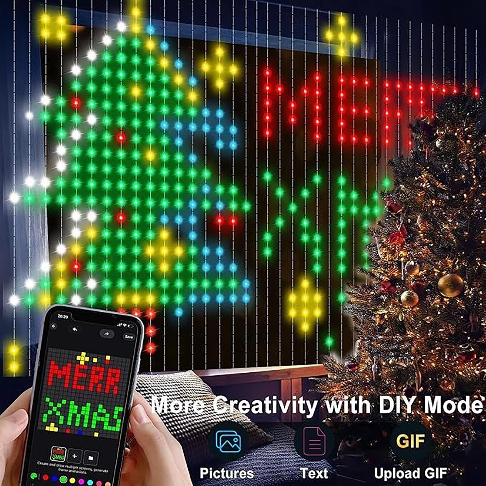 Inteligentne kurtyny świetlne, 400 diod LED z aplikacją i pilotem, dynamiczna zmiana koloru bajkowa girlanda żarówkowa, synchronizacja muzyki DIY do sypialni świąteczne dekoracje na Halloween