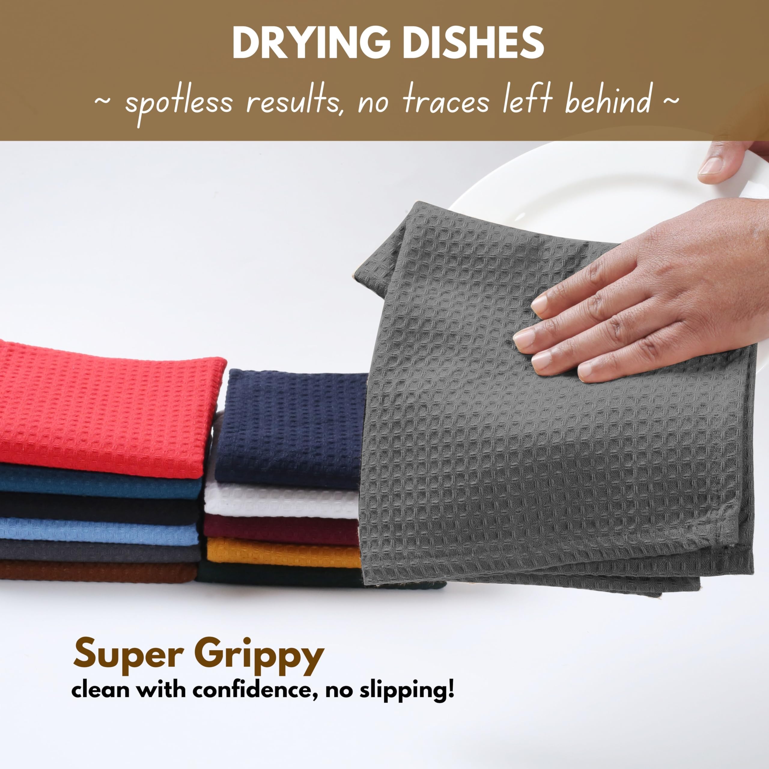 Native Fab Juego de 12 paños de cocina de algodón de 12 x 12 pulgadas, absorbentes, lavables, paños de limpieza de restaurantes, trapeadores de bar, trapos para barras de cocina en el hogar, color