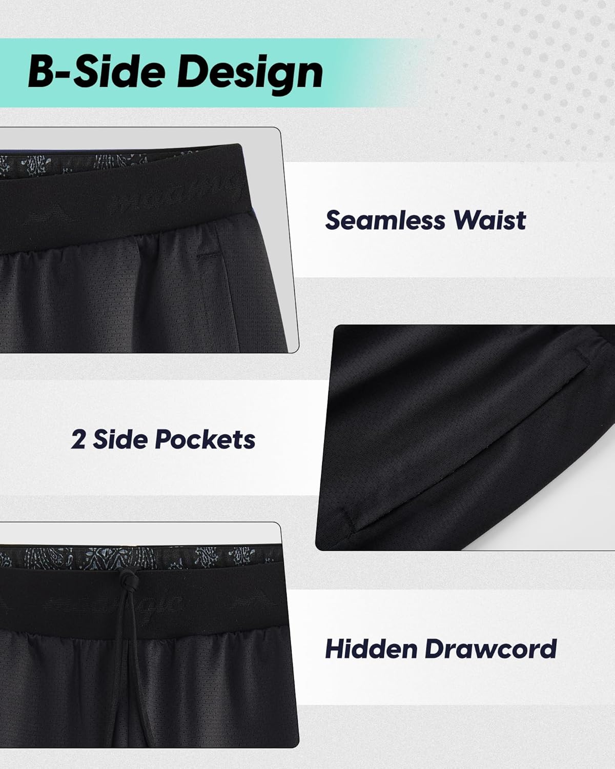 maamgic Men’s Reversible Basketball Shorts 5" 2-in-1 Liner Mesh Quick Dry 4-Way Stretch Gym Athletic Shorts