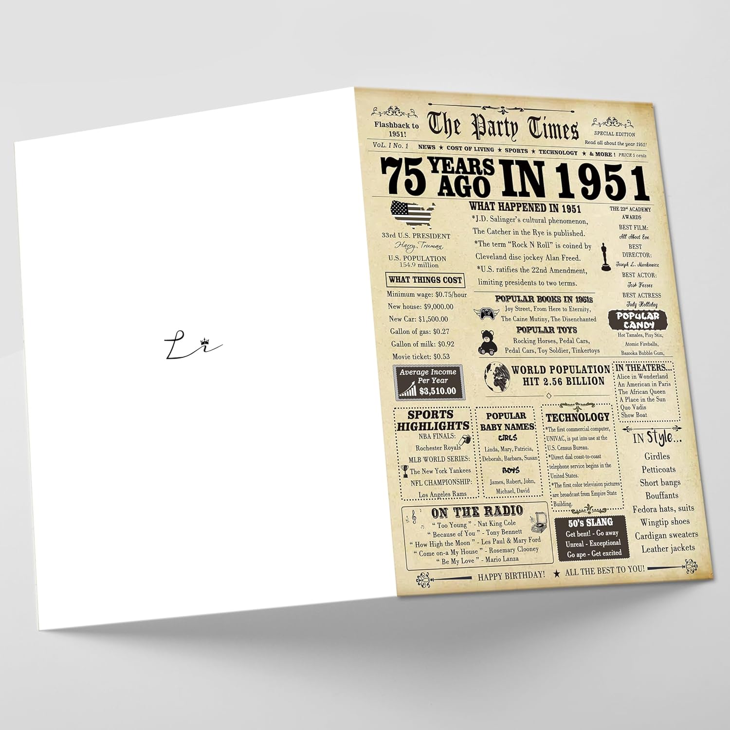 Jumbo 75th Birthday Card for Women Men,Vintage Birthday Decoration Gifts for 75 Years Old Mom Dad,Birthday Gifts Card for Grandma Grandpa - Image 5