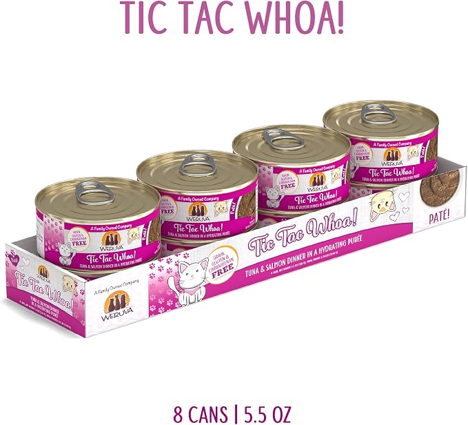 Weruva Wet Cat Food Tic Tac Whoa 5.5oz Lata Pack 8 miniatura 2