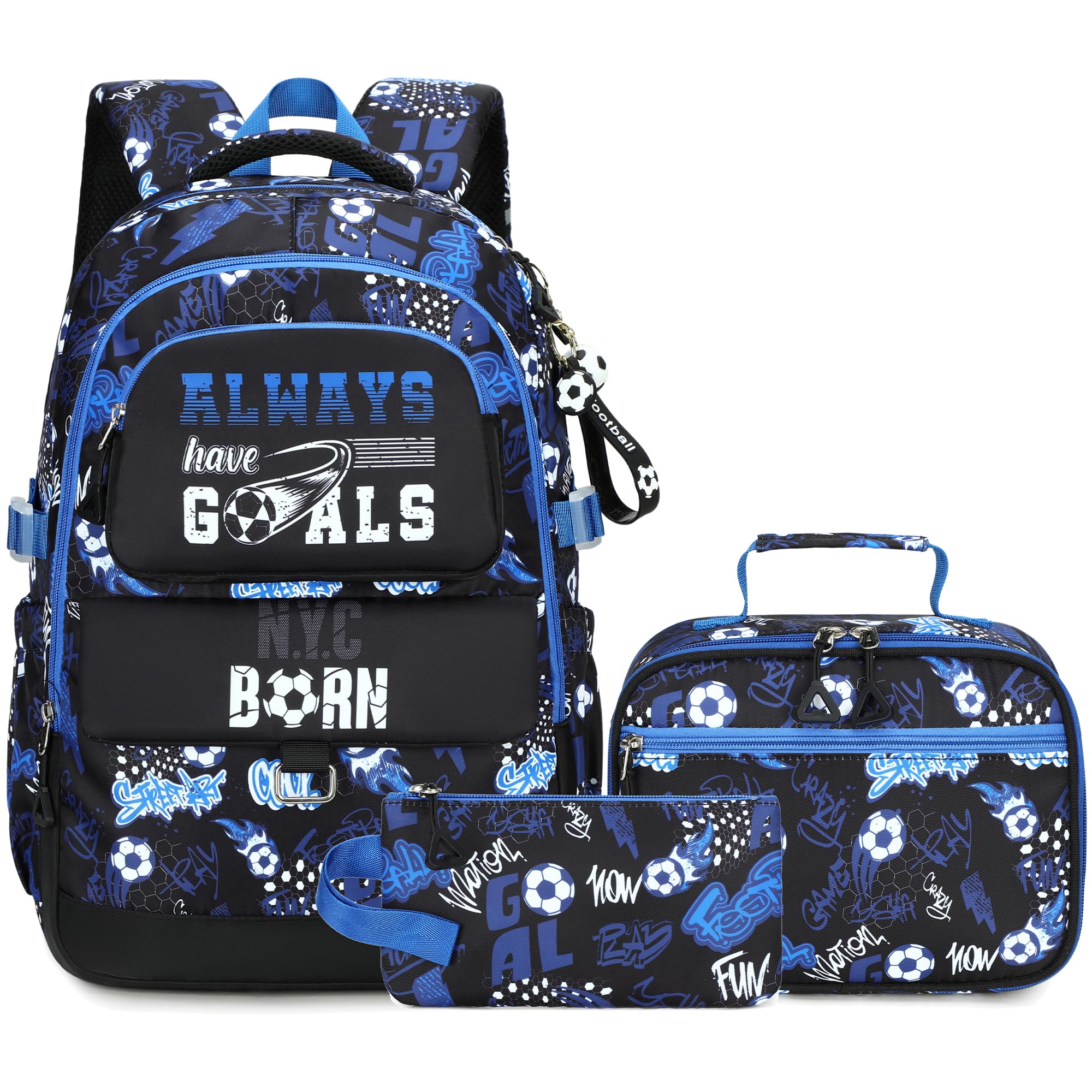 Makukke Schulrucksack Set für Teenager Jungen, Gamer Schultaschen mit Brotdose und Federmäppchen, Geschenke Coole Schulranzen für Grund und Mittelschüle