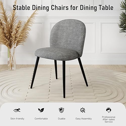 Vista 5 de Juego de 2 sillas de comedor tapizadas, modernas sillas auxiliares de cocina con asiento acolchado, cómodas patas de tela de chenilla, silla de Gris