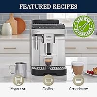 Vista 3 de De'Longhi Magnifica Evo, cafetera totalmente automática de café expreso de grano a taza y café helado, pantalla táctil de color, negro, plata