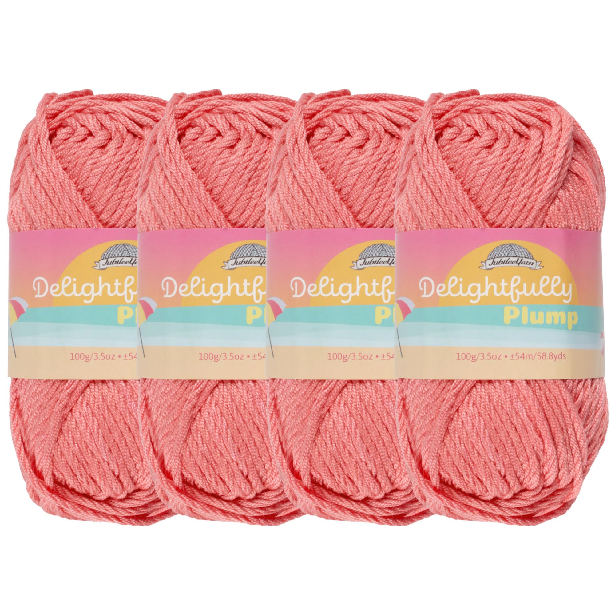 JubileeYarn Delightfully Plump Yarn – Super Chunky Bamboo – 100 g/Matassa – Hot Coral – 4 Matasse