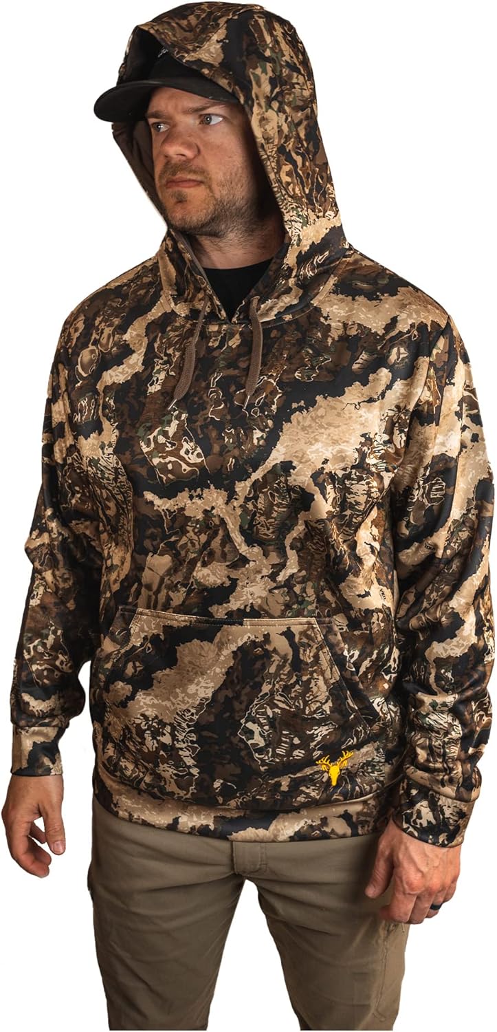 HOT SHOT Men’s Camo Performance Fleece Hoodie, Midweight Sweatshirt with Hood, Thermal Camouflage Hunting Clothes for Men