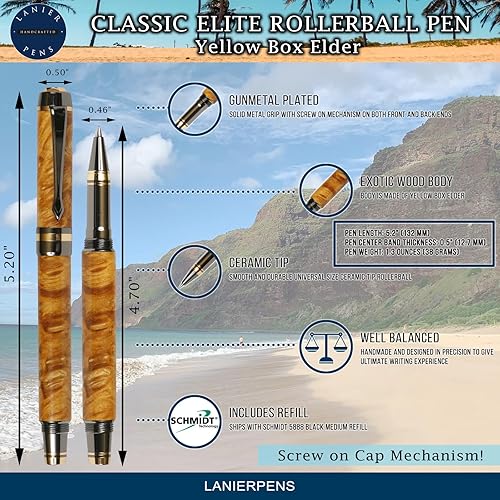 Miniatura 6 de EliteBolígrafo de punta rodante, color amarillo de metal de pistola caja Elder