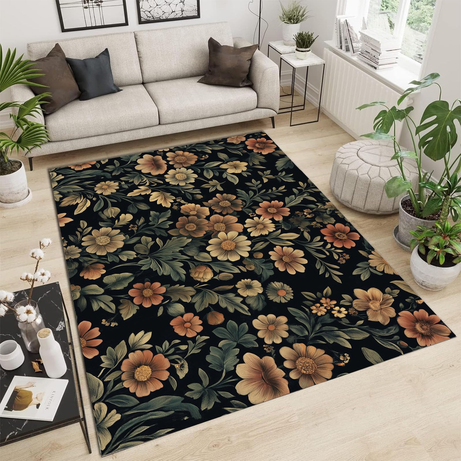 Tapis de salon rétro 240x300 cm en poil ras doux et finitions premium