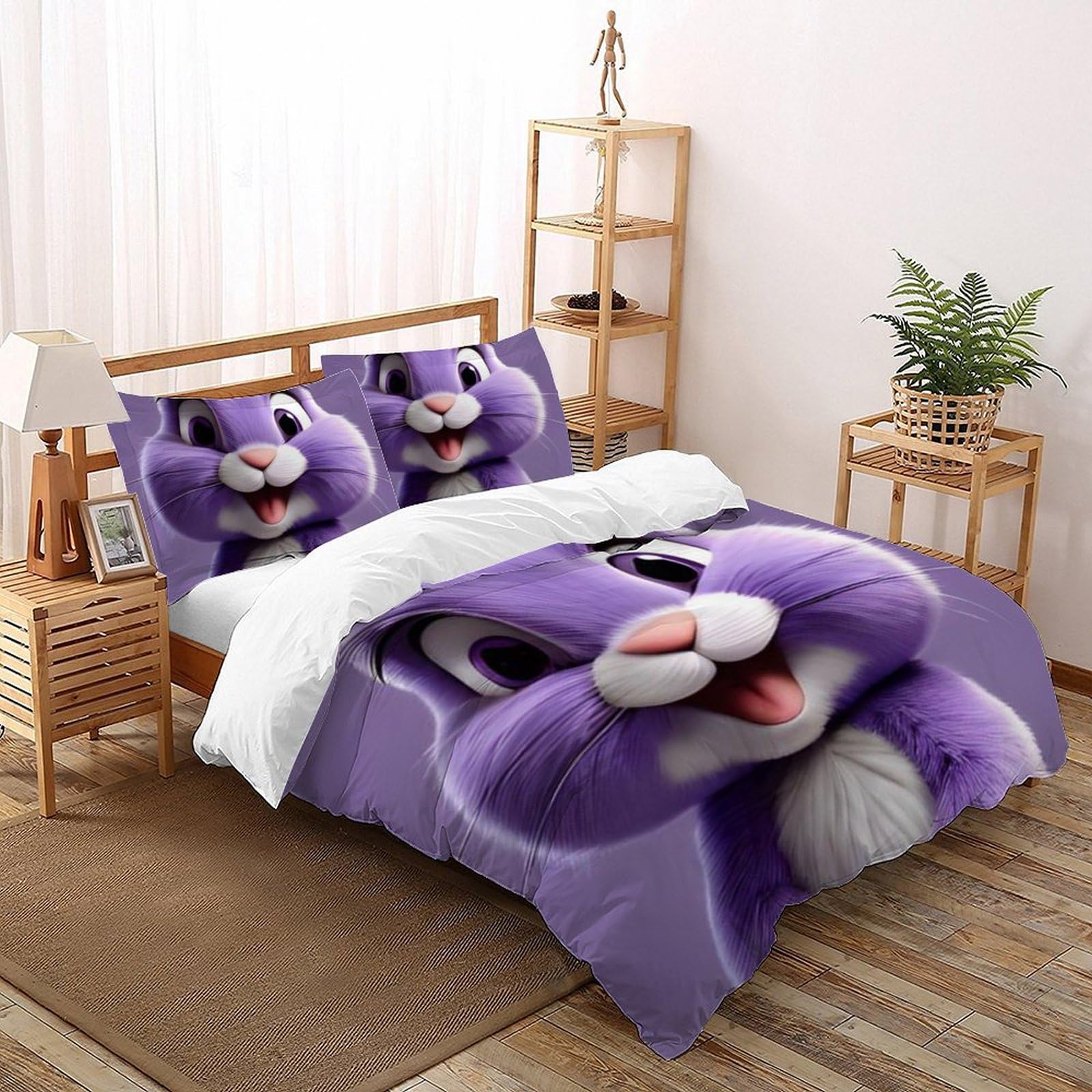 Housse de couette lapin pour lit super king qui simplifie le lit avec sa fermeture éclair rapide