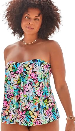 ملابس السباحة لجميع النساء Flyaway Bandeau Tankini Top Plus