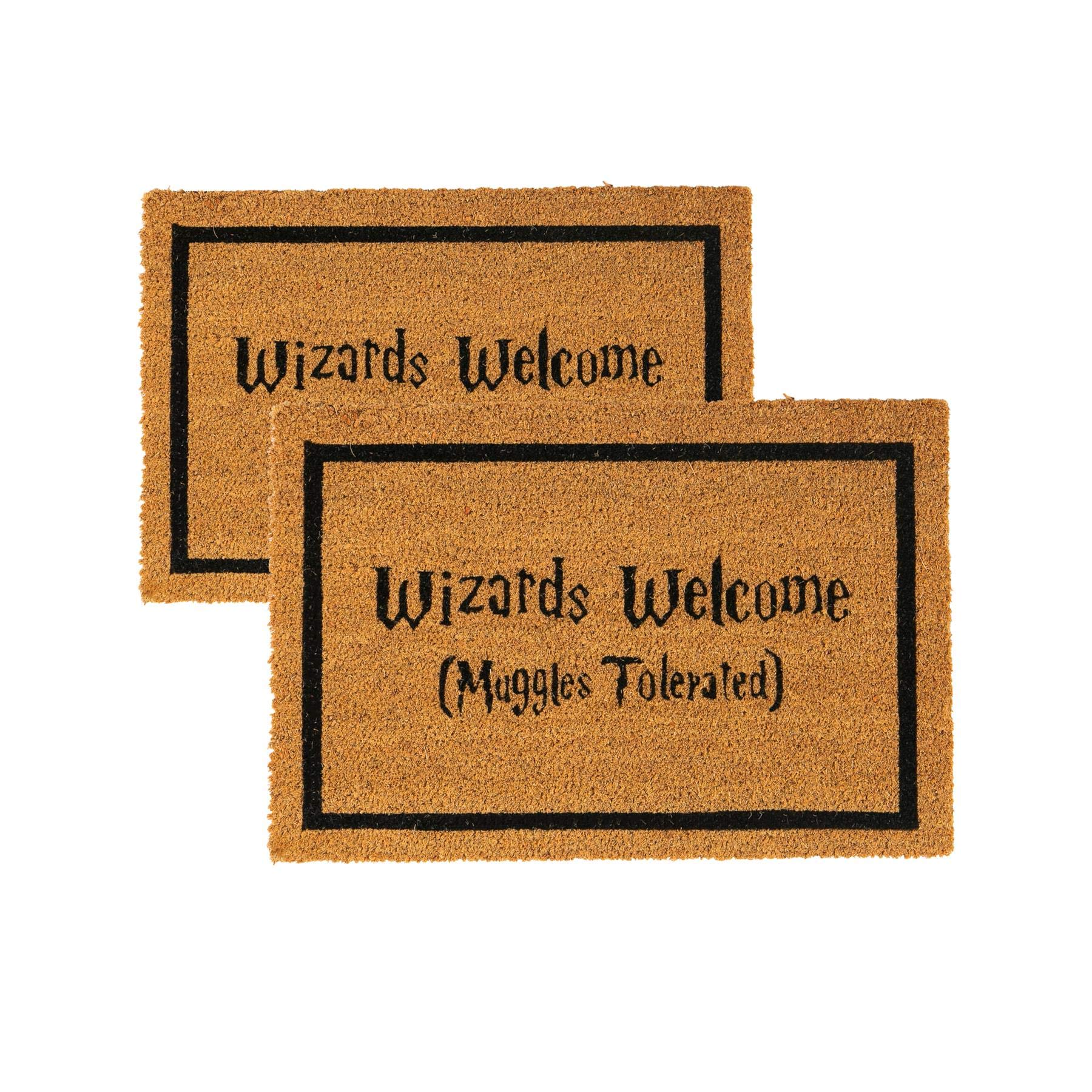 Nicola SpringHalloween Coir Door Mats - 60 x 40cm - Wizards Welcome - Pack of 2 - Decorative Indoor Front Door Floor Mat Entry Dirt Trapper Rug Outdoor Boot Scraper Non Slip Backing Doormat