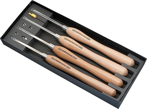 Miniatura 3 de Juego de 4 cinceles con punta de carburo con barra de cincel de 0.394 x 0.394 in y cinceles de madera de mango de haya de 12.598 in, herramientas de