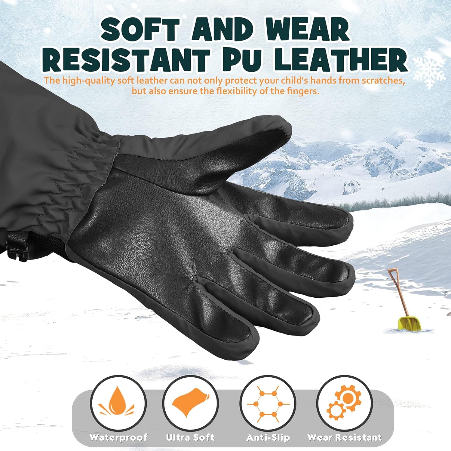MCTi Kids Gloves Waterproof Winter Warm Snow Ski Gloves Long Cuff Fleece Lined with Reflective Strap : Clothing, Shoes & Jewelry