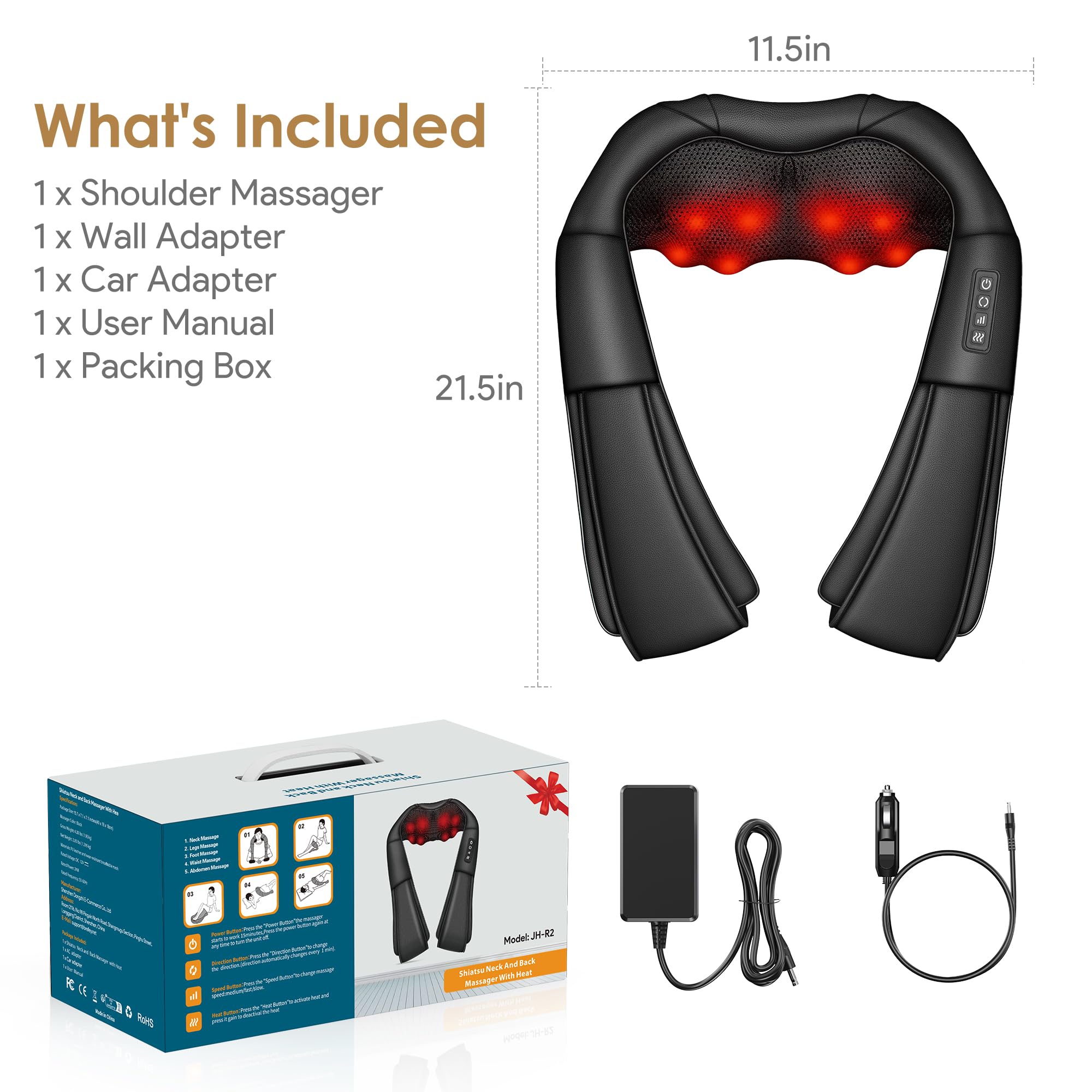 Massagegerät, Nackenmassagegerät mit Wärme 3D-Massage, Schulter Massagegerät für Nacken, Rücken, Beine, Geschenke für Frauen und Männer