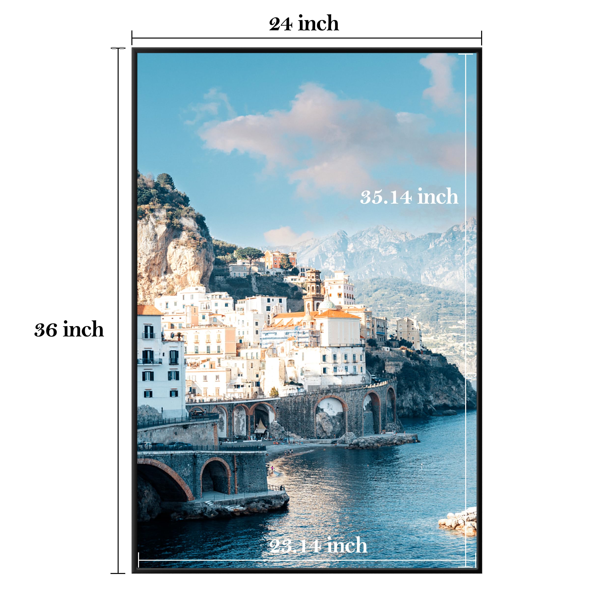 eletecpro Cornice nera per poster, 61 x 91 cm, con 4 strisce staccabili, grande decorazione da parete da appendere orizzontalmente e verticalmente, per poster artistici e film, confezione da 2
